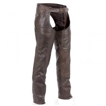 Premium brunt läder Western Chaps