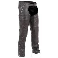 Herrskinnsmotorcykelchaps svarta